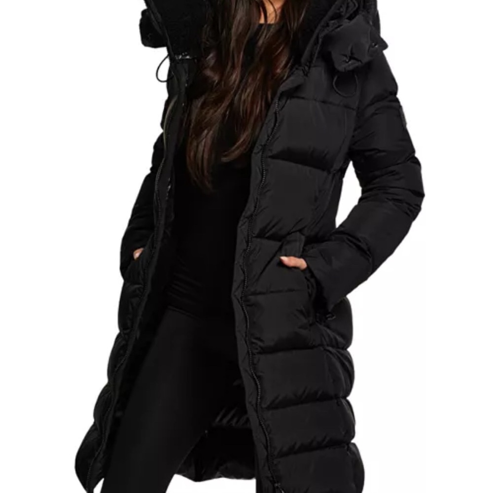 Sam Savannah Hooded Puffer Coat in Black size XL